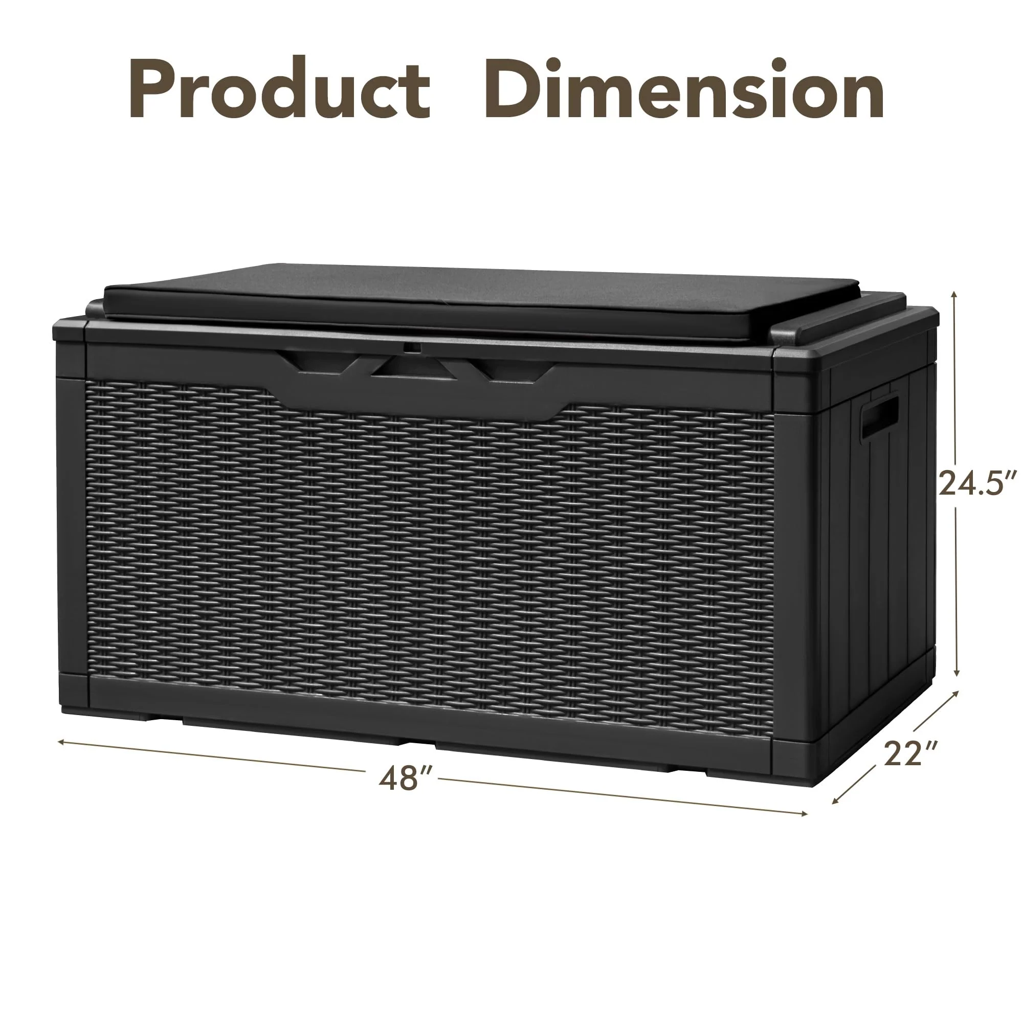 Devoko 100 Gallon Waterproof Resin Deck Box with Cushion, Outdoor Storage Bench & Lockable Lid