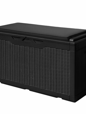 Devoko 100 Gallon Waterproof Resin Deck Box with Cushion, Outdoor Storage & Seating