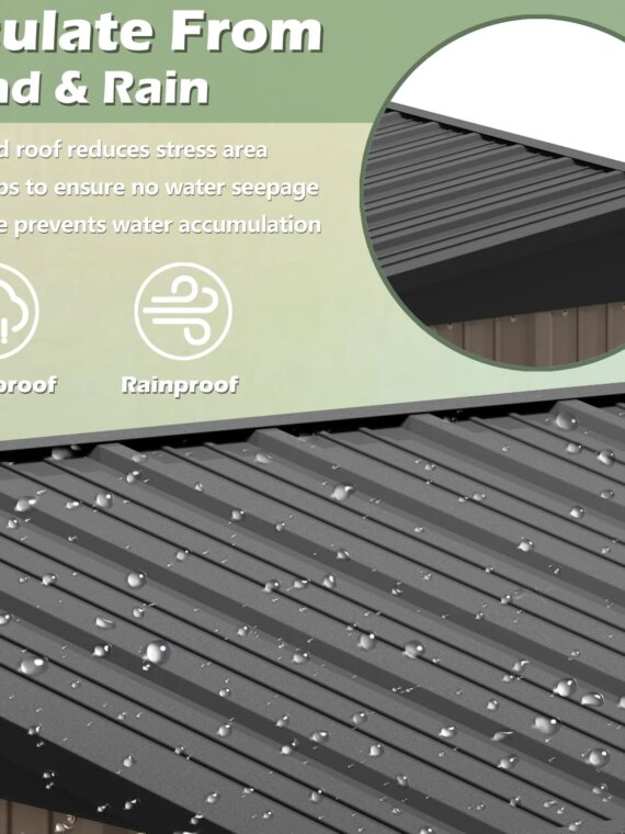 Devoko 5x3 FT Steel Outdoor Storage Shed, Rust-Resistant, Lockable Doors, Brown Garden Organizer