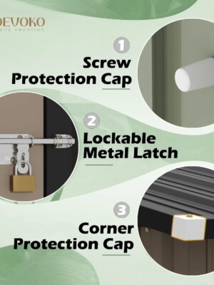 Devoko 5×3 FT Steel Outdoor Storage Shed, Rust-Resistant, Lockable Doors, Brown Garden Organizer