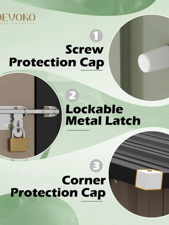 Devoko 5x3 FT Steel Outdoor Storage Shed, Rust-Resistant, Lockable Doors, Brown Garden Organizer