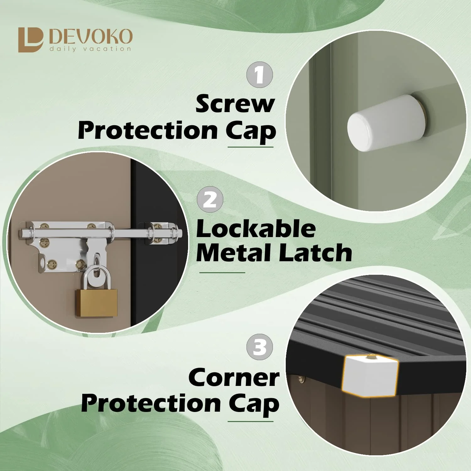 Devoko 5x3 FT Steel Outdoor Storage Shed, Rust-Resistant, Lockable Doors, Brown Garden Organizer