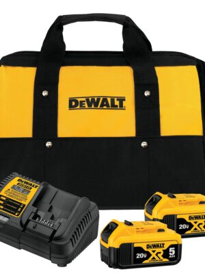 DEWALT 20V MAX Battery Charging Kit with Two 5.0Ah XR Batteries & Soft Storage Bag