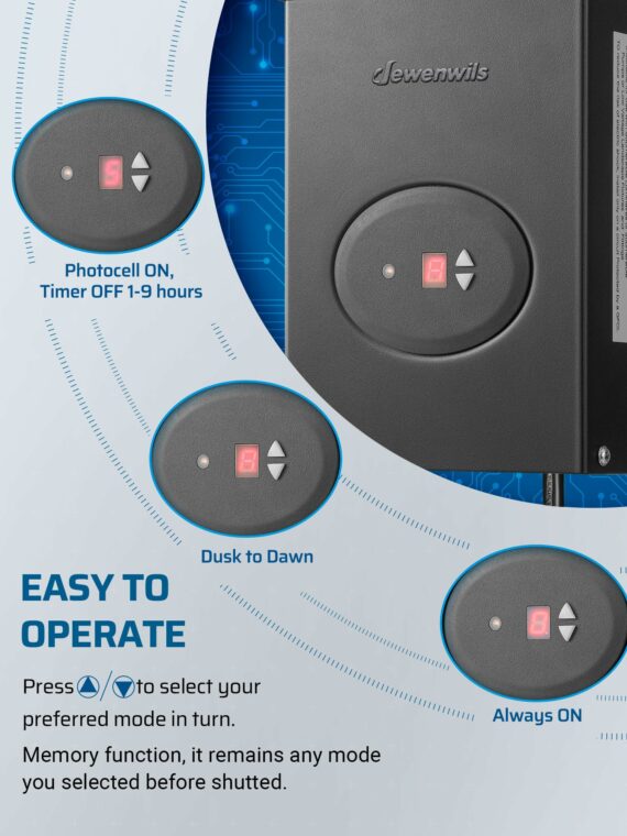 DEWENWILS 200W Low Voltage Landscape Lighting Transformer with Dusk to Dawn Sensor & Timer, Waterproof, ETL Certified