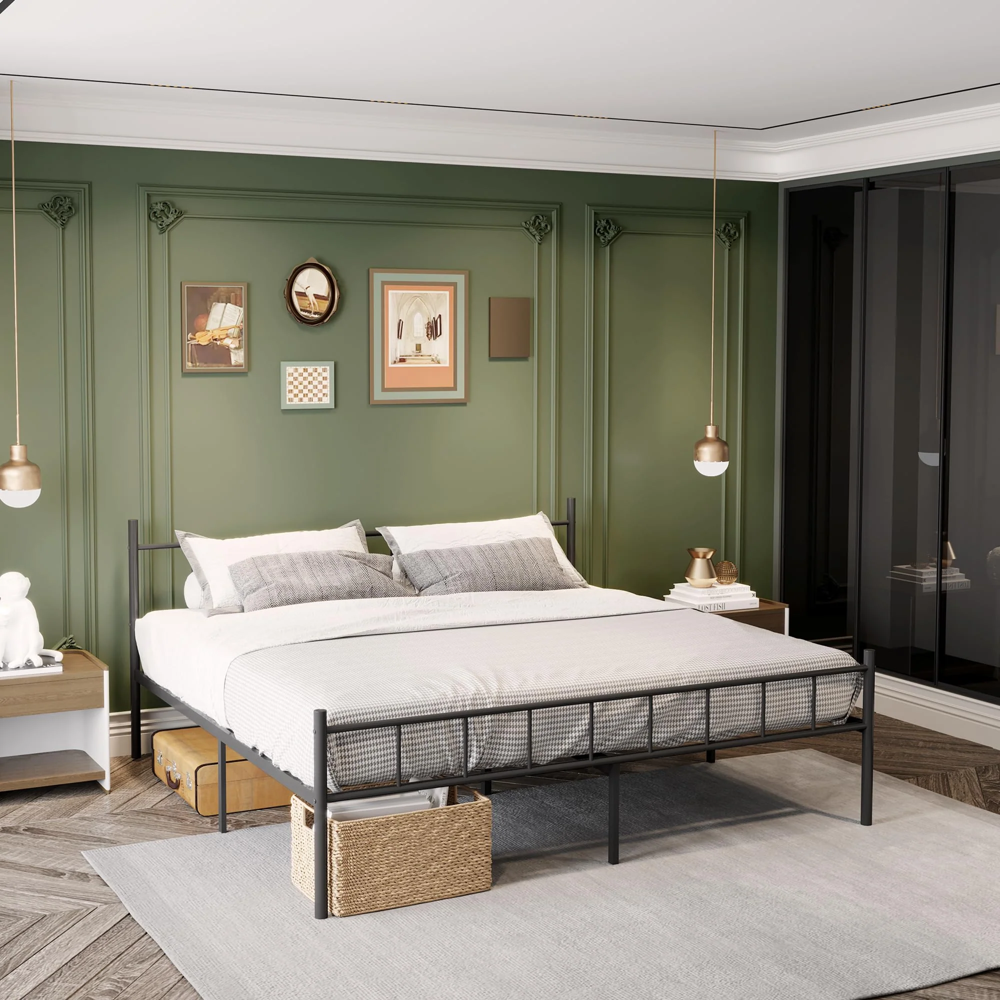 DIIYIV Queen Size 14" Metal Platform Bed Frame, Sturdy Alloy Steel, No Box Spring Needed, 2500 lbs Capacity, Ample Storage