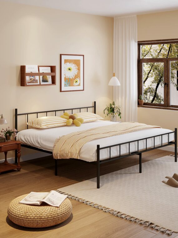 DIIYIV Queen Size 14" Metal Platform Bed Frame, Sturdy Alloy Steel, No Box Spring Needed, 2500 lbs Capacity, Ample Storage