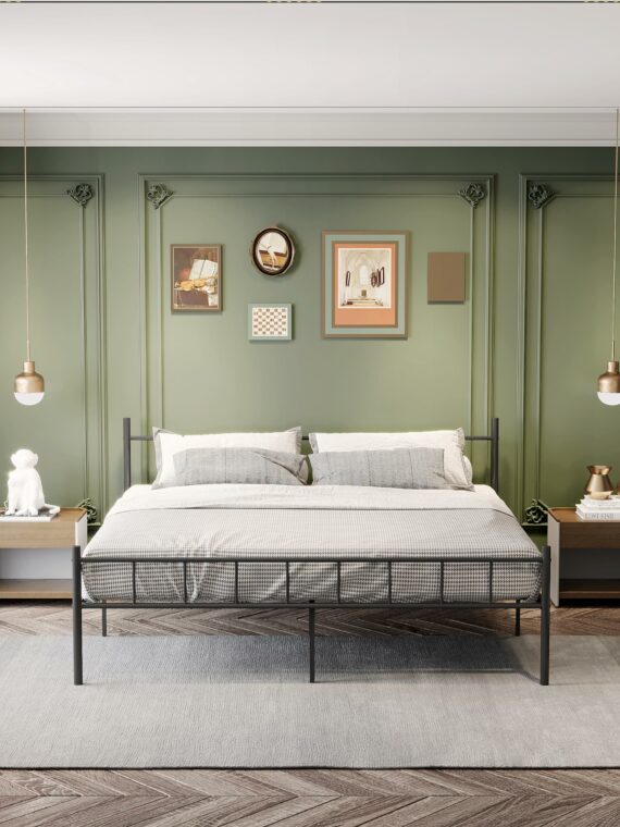 DIIYIV Queen Size 14" Metal Platform Bed Frame, Sturdy Alloy Steel, No Box Spring Needed, 2500 lbs Capacity, Ample Storage