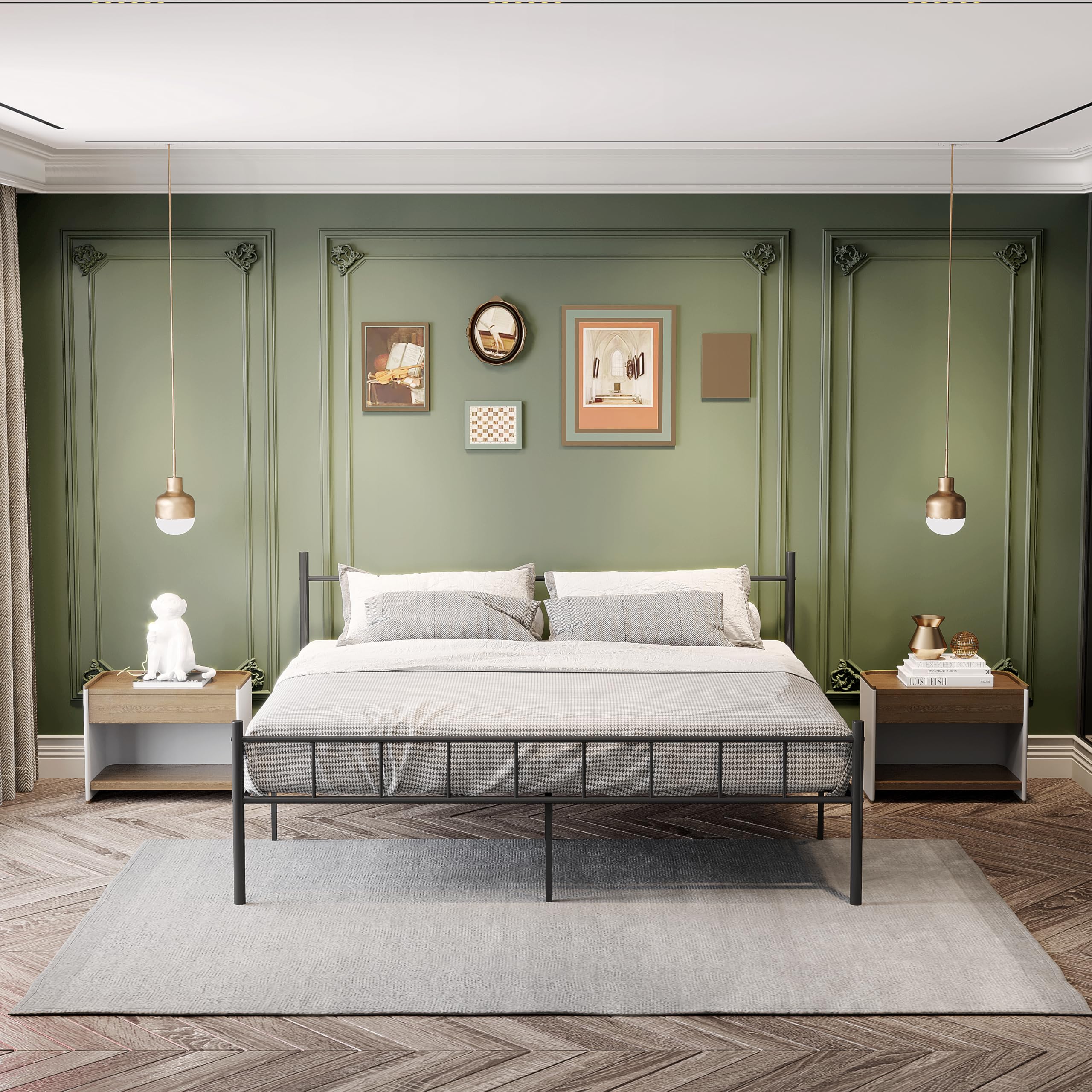 DIIYIV Queen Size 14" Metal Platform Bed Frame, Sturdy Alloy Steel, No Box Spring Needed, 2500 lbs Capacity, Ample Storage