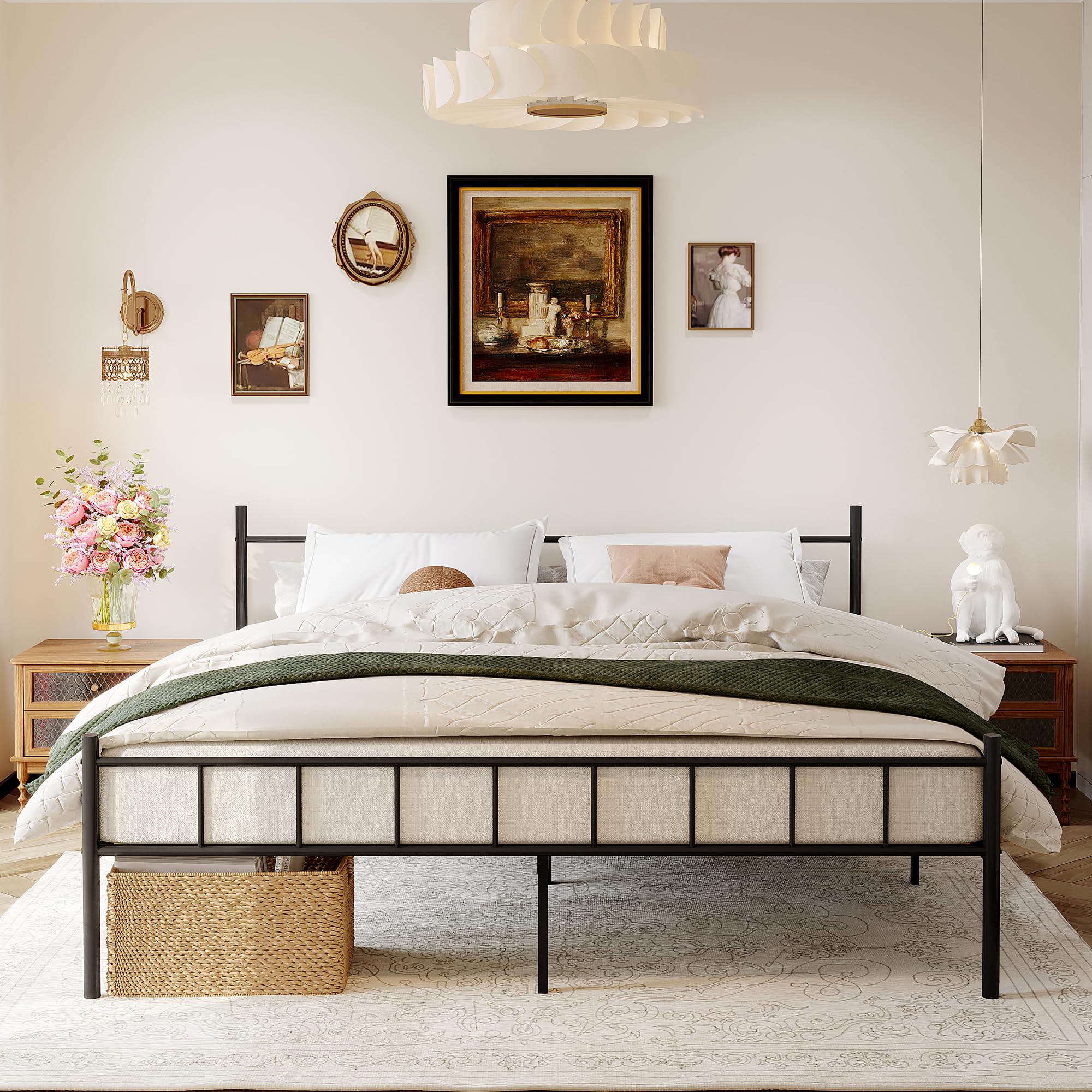 DIIYIV Queen Size 14" Metal Platform Bed Frame, Sturdy Alloy Steel, No Box Spring Needed, 2500 lbs Capacity, Ample Storage
