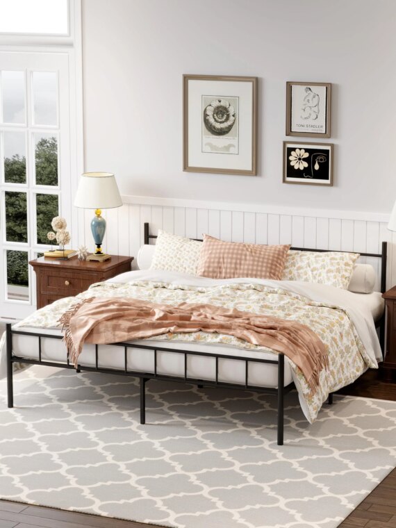 DIIYIV Queen Size 14" Metal Platform Bed Frame, Sturdy Alloy Steel, No Box Spring Needed, 2500 lbs Capacity, Ample Storage