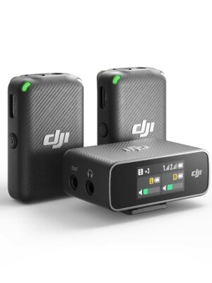DJI Mic Wireless Lavalier Microphone System with Charging Case, 250m Range, 15-Hour Battery, Magnetic Attachment, OLED Screen