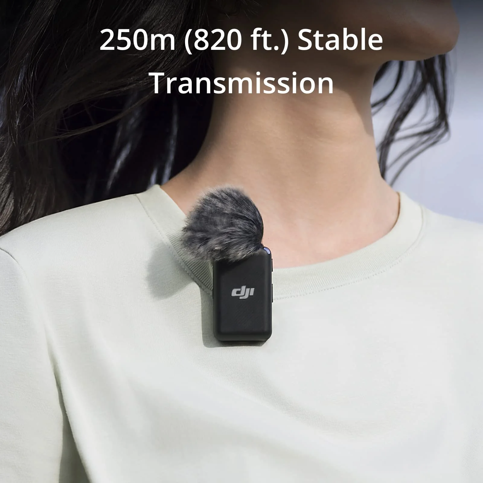 DJI Mic Wireless Lavalier Microphone System with Charging Case, 250m Range, 15-Hour Battery, Magnetic Attachment, OLED Screen