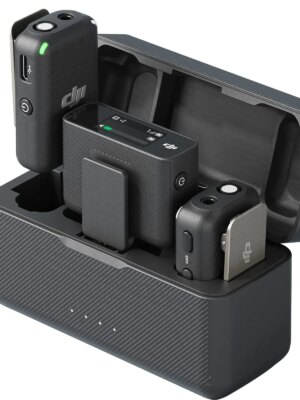 DJI Mic Wireless Lavalier Microphone System with Charging Case, 250m Range, 15-Hour Battery, Magnetic Attachment, OLED Screen