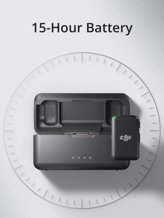 DJI Mic Wireless Lavalier Microphone System with Charging Case, 250m Range, 15-Hour Battery, Magnetic Attachment, OLED Screen