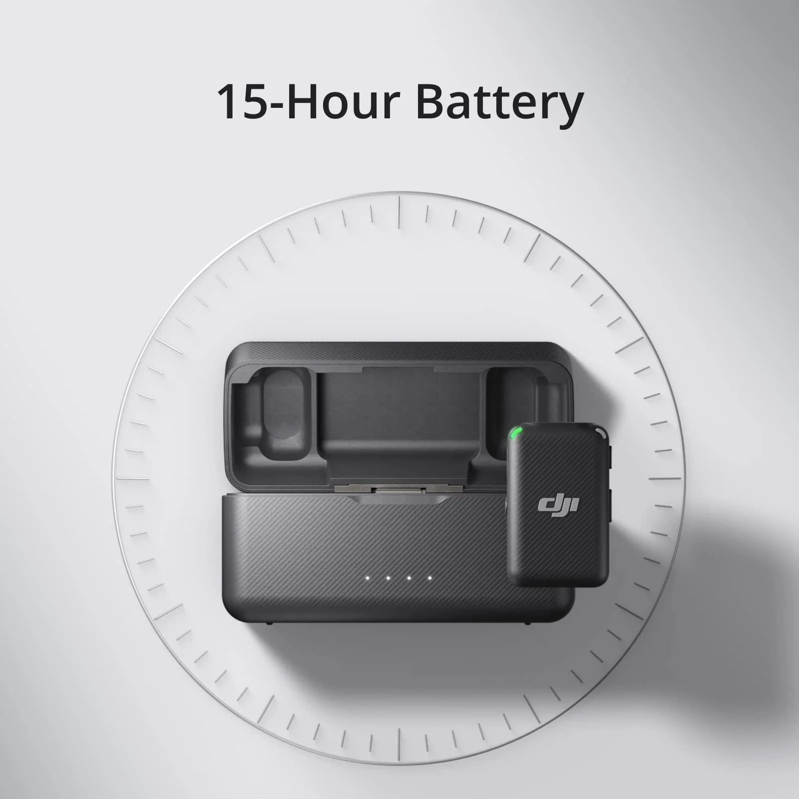 DJI Mic Wireless Lavalier Microphone System with Charging Case, 250m Range, 15-Hour Battery, Magnetic Attachment, OLED Screen