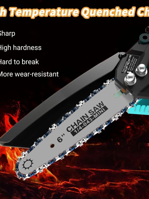 DocSmart Mini Cordless Chainsaw, 6" & 8" Blades, 1000W Motor, 4000mAh Battery, Auto Oiler, Safety Features