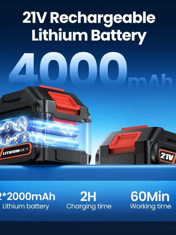 DocSmart Mini Cordless Chainsaw, 6" & 8" Blades, 1000W Motor, 4000mAh Battery, Auto Oiler, Safety Features