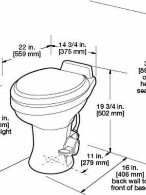 Dometic 320 Series RV Toilet, Standard Height, White, Vitreous Ceramic Bowl