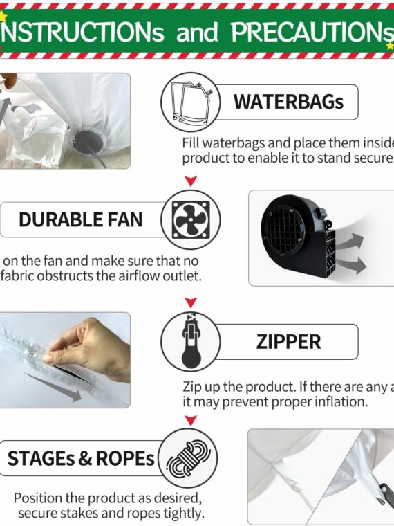 DomKom 12FT Christmas Inflatable Black Santa with Reindeer Sleigh, Outdoor Yard Decor with LED Lights