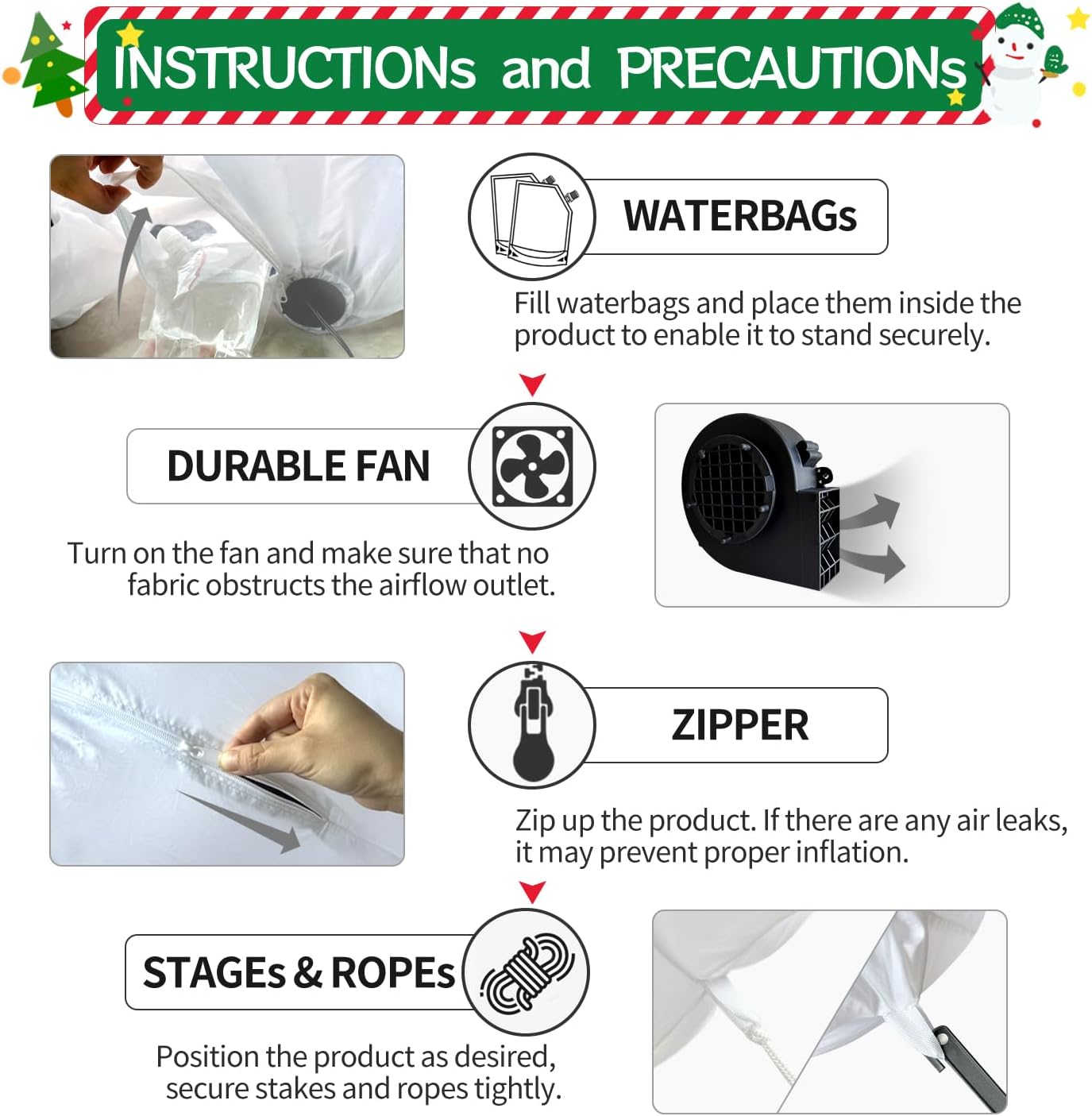 DomKom 12FT Christmas Inflatable Black Santa with Reindeer Sleigh, Outdoor Yard Decor with LED Lights