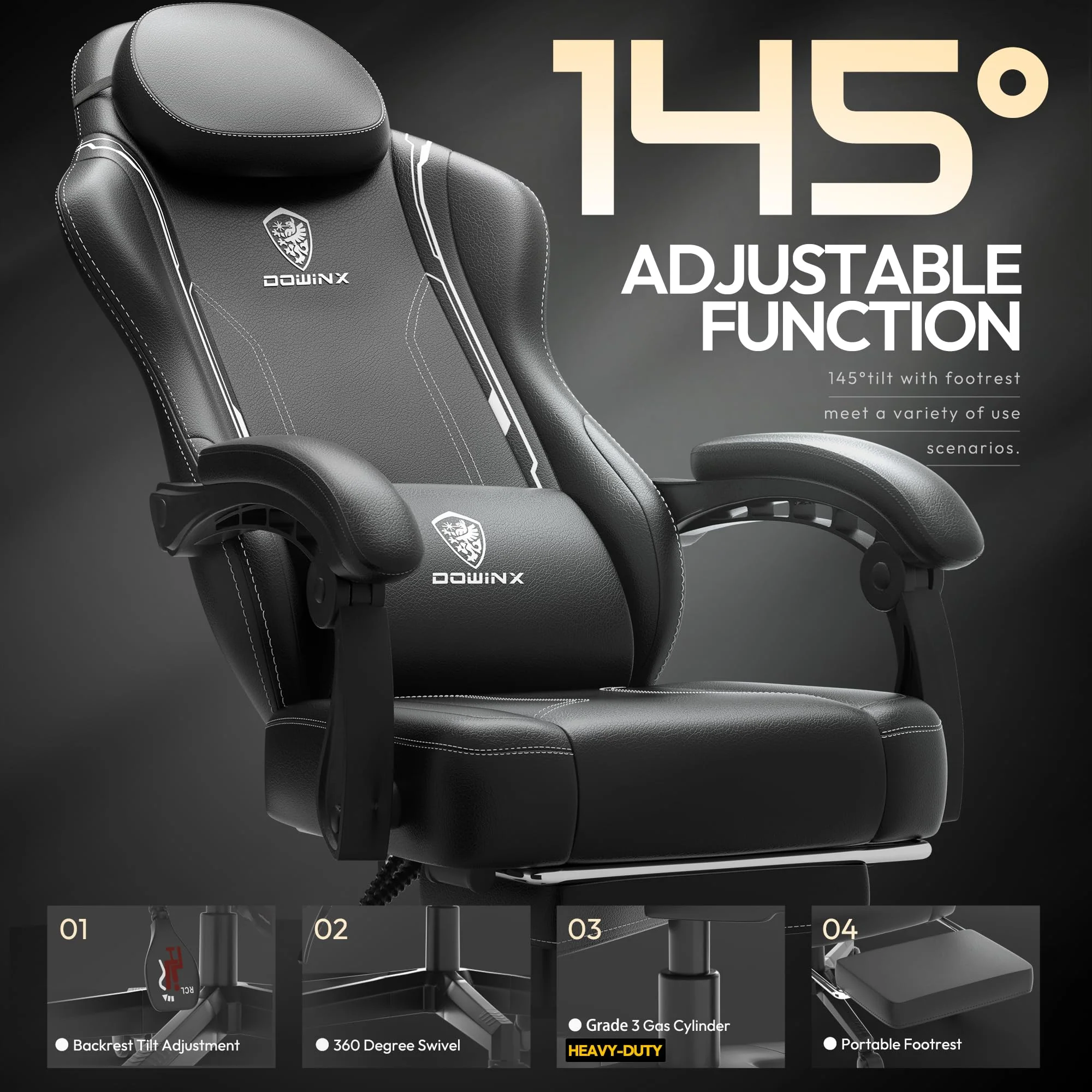Dowinx Ergonomic Gaming Chair with Pocket Spring Cushion, Massage Function, and Adjustable Recline