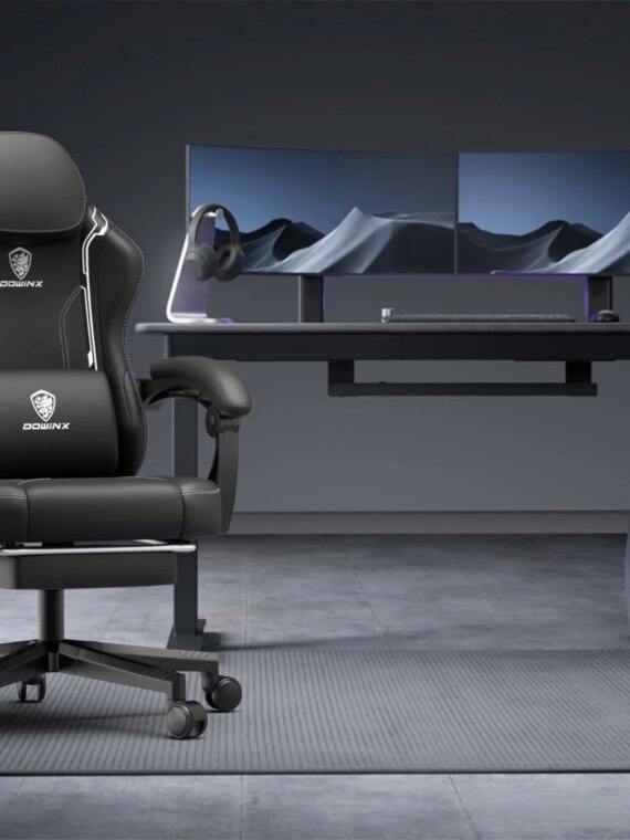 Dowinx Ergonomic Gaming Chair with Pocket Spring Cushion, Massage Function, and Adjustable Recline