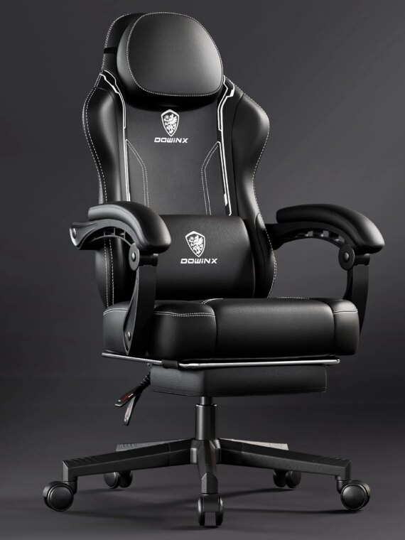 Dowinx Ergonomic Gaming Chair with Pocket Spring Cushion, Massage Function, and Adjustable Recline