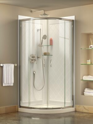 DreamLine Prime Frameless Sliding Shower Enclosure Kit with Base & Backwall, 36 3/8" x 36 3/8", Scratch-Resistant Acrylic/ABS