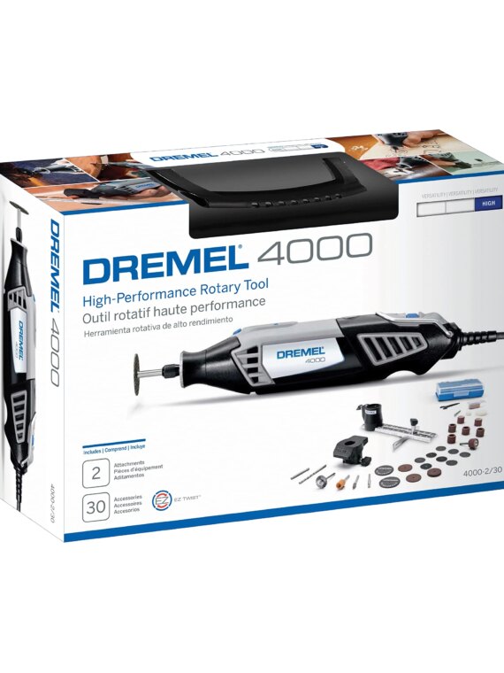 Dremel 4000 Rotary Tool Kit with Variable Speed, 2 Attachments & 30 Accessories for DIY & Crafting