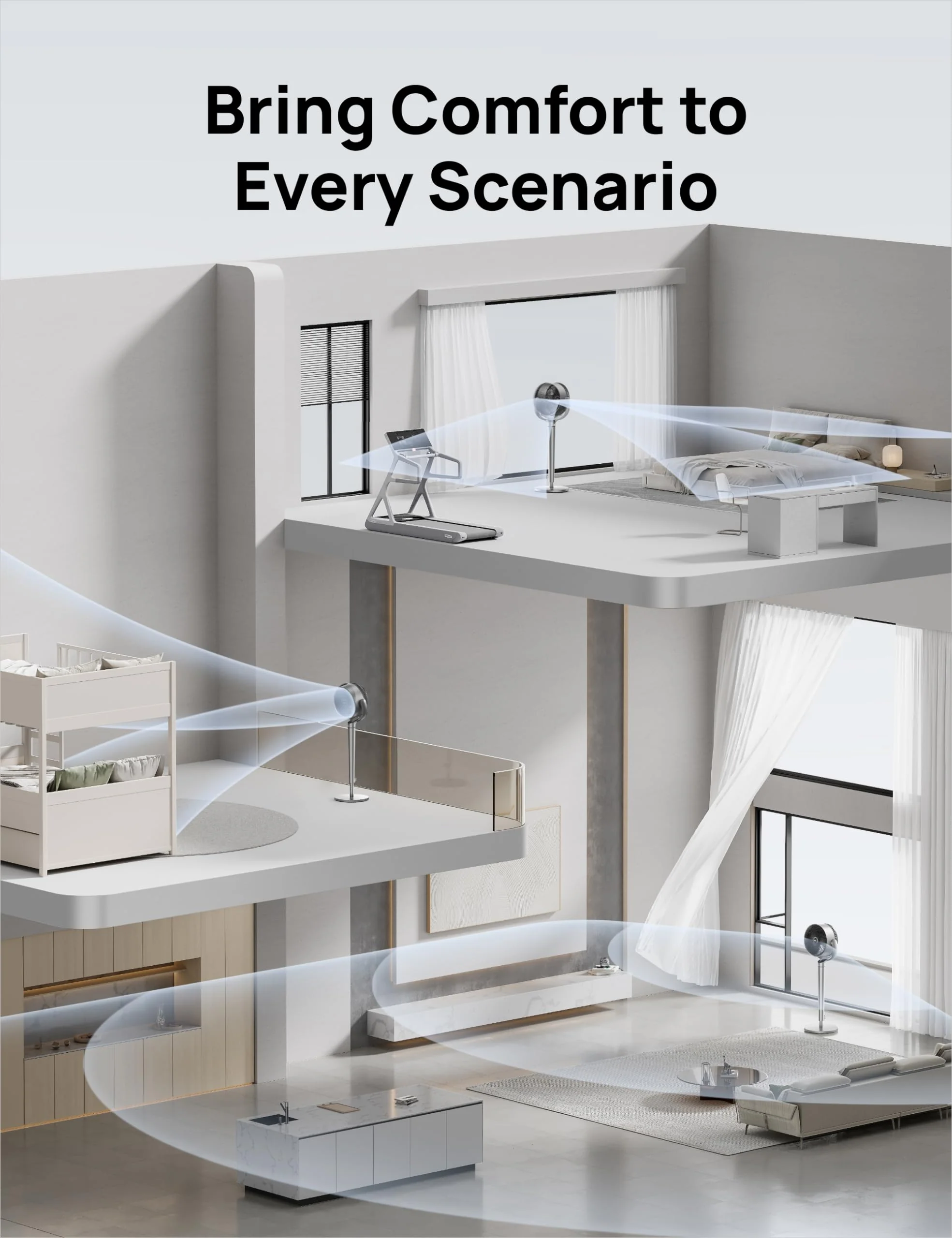 Dreo 43" Smart Pedestal Fan with App Control, TurboSilent DC Motor, 9 Speeds, Omni-directional Oscillation, Quiet Operation