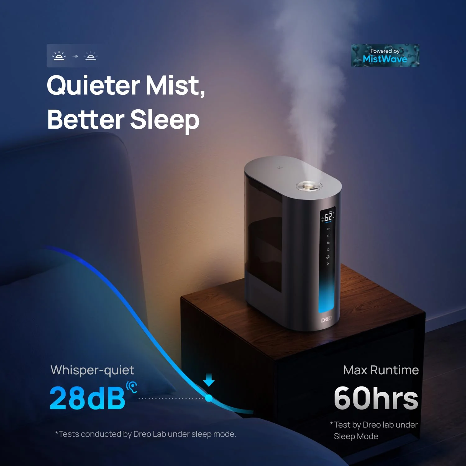 Dreo HM713S 6L Smart Humidifier - Warm & Cool Mist, Precise Humidity Control, App Enabled, Dual-aroma Tray