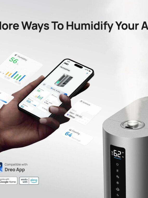 Dreo HM713S 6L Smart Humidifier - Warm & Cool Mist, Precise Humidity Control, App Enabled, Dual-aroma Tray