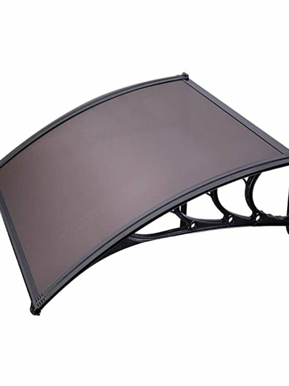 Durable Brown Polycarbonate Window Door Awning Canopy, 40/80/120 Inch, Weather Resistant with Easy Installation