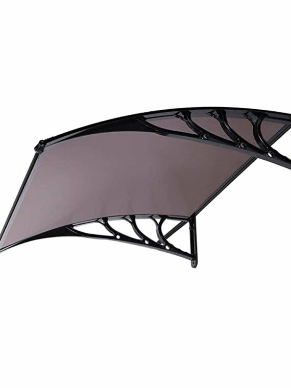 Durable Brown Polycarbonate Window Door Awning Canopy, 40/80/120 Inch, Weather Resistant with Easy Installation