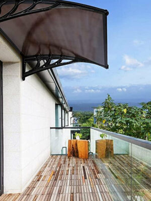 Durable Brown Polycarbonate Window Door Awning Canopy, 40/80/120 Inch, Weather Resistant with Easy Installation