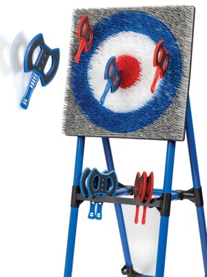 EastPoint Deluxe Steel Frame Axe Throwing Target Game Set with 8 Axes & Unique Bristle Target for Outdoor Fun