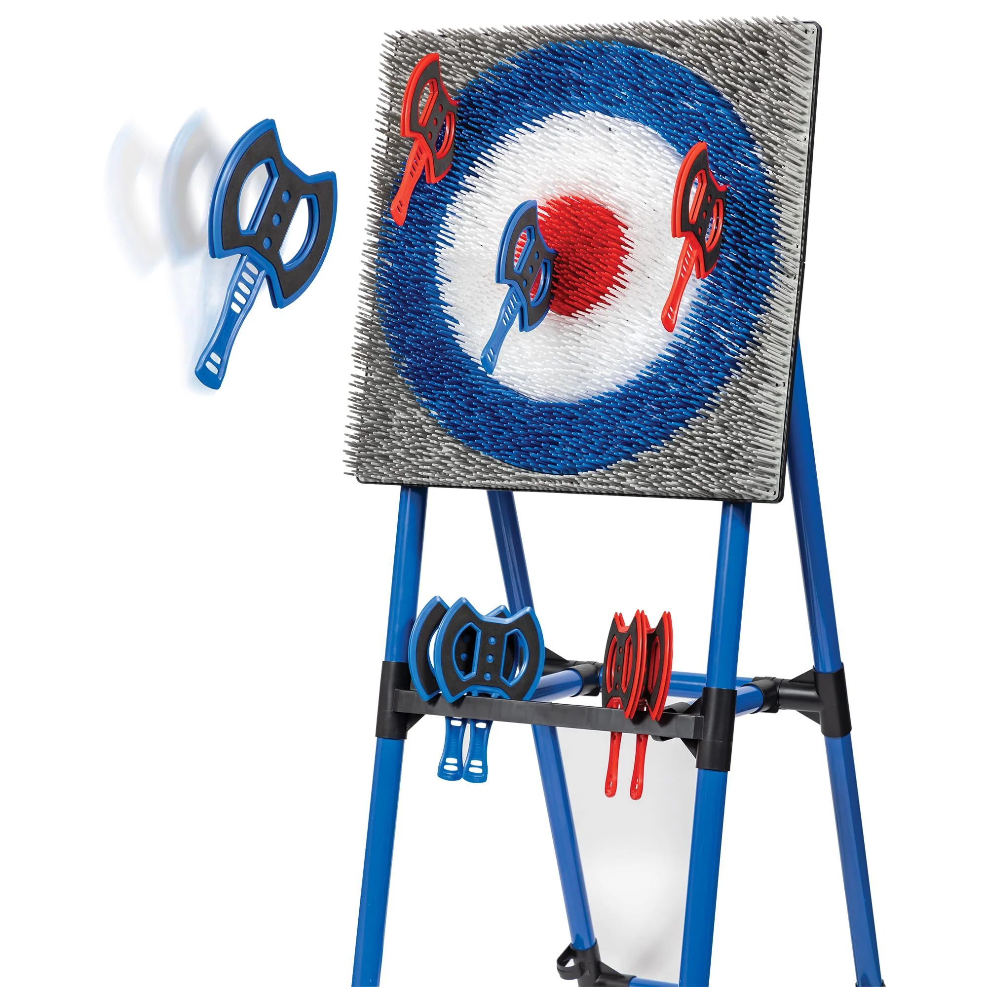 EastPoint Deluxe Steel Frame Axe Throwing Target Game Set with 8 Axes & Unique Bristle Target for Outdoor Fun
