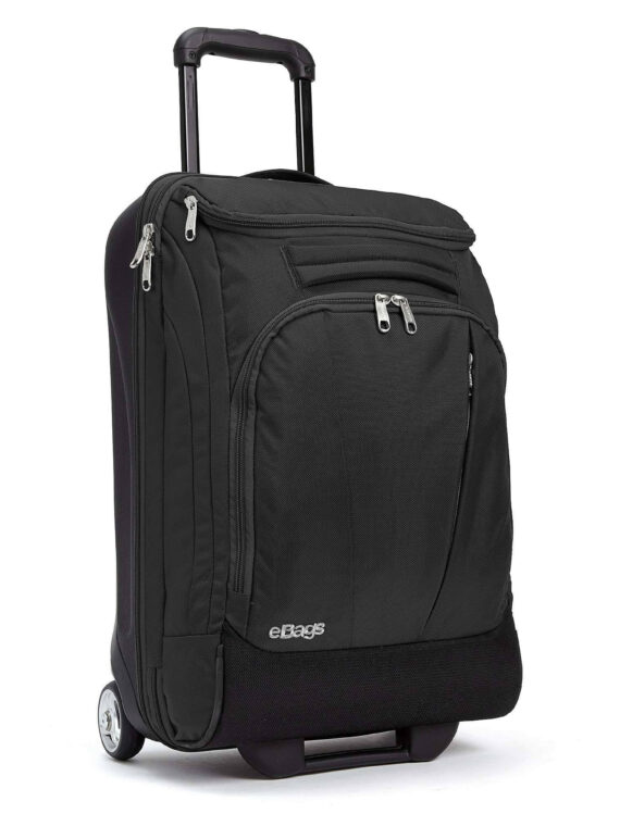 eBags TLS Mother Lode 21" Wheeled Duffel, Hardside Back, Softside Front, Solid Black Carry-On