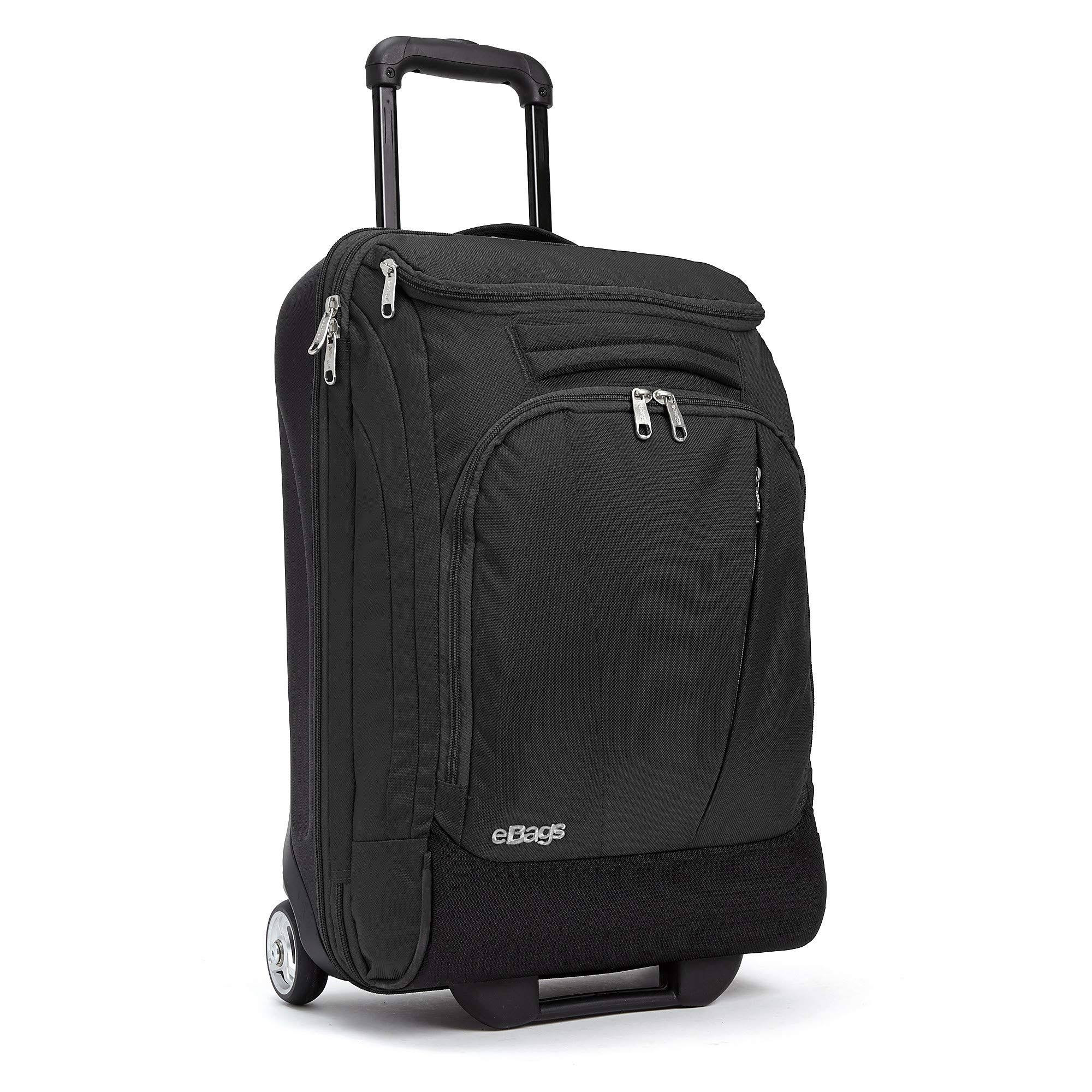 eBags TLS Mother Lode 21" Wheeled Duffel, Hardside Back, Softside Front, Solid Black Carry-On