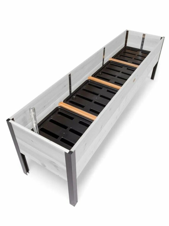 Eco-Stained Self-Watering Elevated Planter Box with Aluminum Legs, 96"x24"x29" - Durable, Rot-Resistant Garden Bed