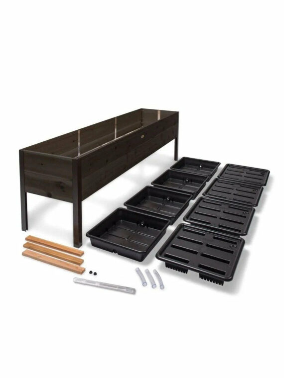 Eco-Stained Self-Watering Elevated Planter Box with Aluminum Legs, 96"x24"x29" - Durable, Rot-Resistant Garden Bed