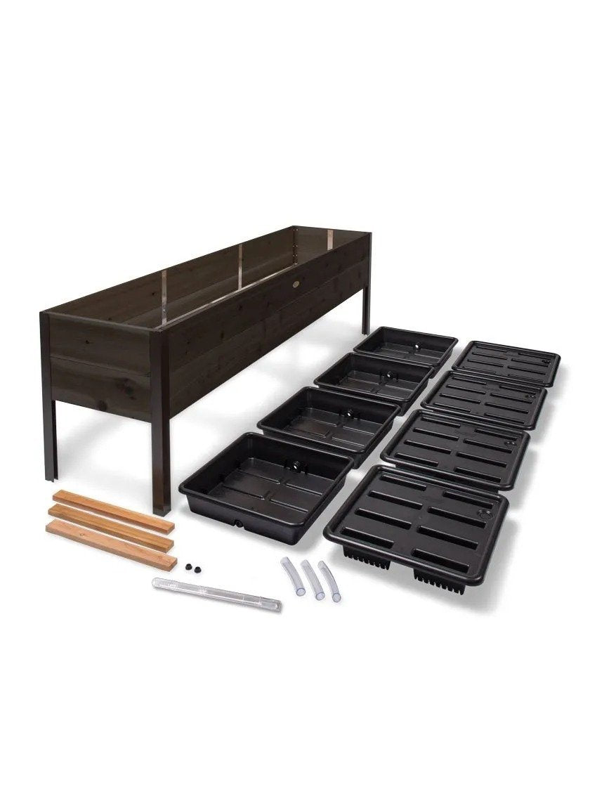 Eco-Stained Self-Watering Elevated Planter Box with Aluminum Legs, 96"x24"x29" - Durable, Rot-Resistant Garden Bed