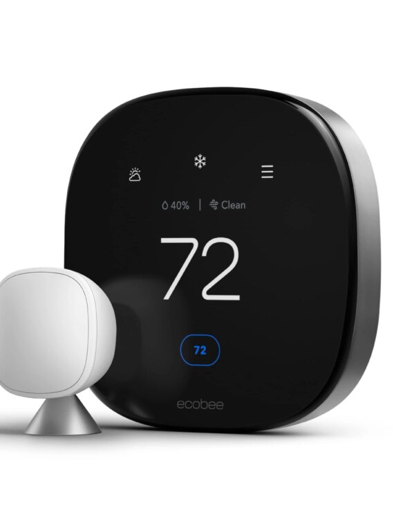 ecobee Smart Thermostat Premium with Smart Sensor, Air Quality Monitor, ENERGY STAR, Voice Control