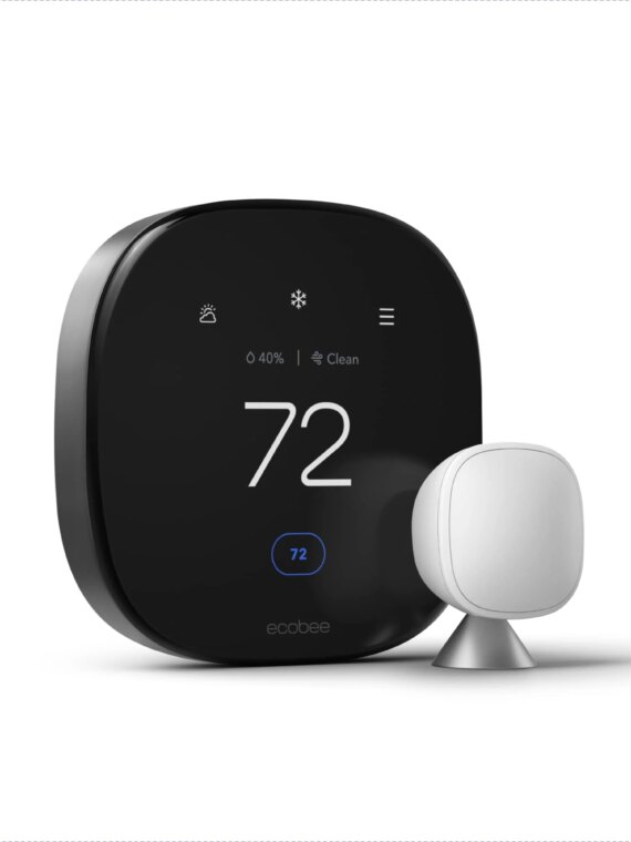 ecobee Smart Thermostat Premium with Smart Sensor, Air Quality Monitor, ENERGY STAR, Voice Control