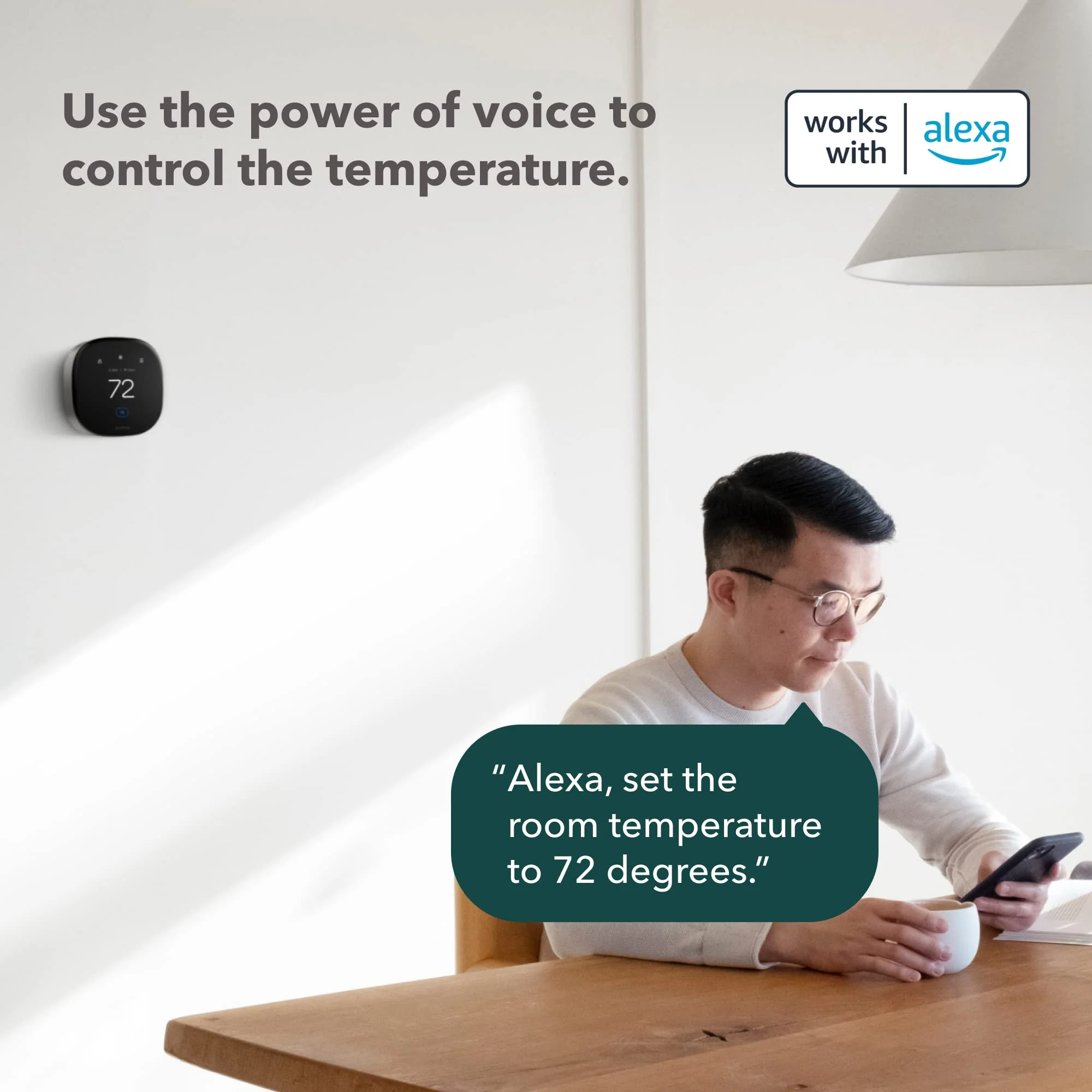 ecobee Smart Thermostat Premium with Smart Sensor, Air Quality Monitor, ENERGY STAR, Voice Control