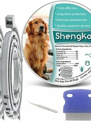 EcoGuard Natural Flea & Tick Collar for Large Dogs - Long-Lasting, Hypoallergenic, Plant-Based with Comb & Scoop