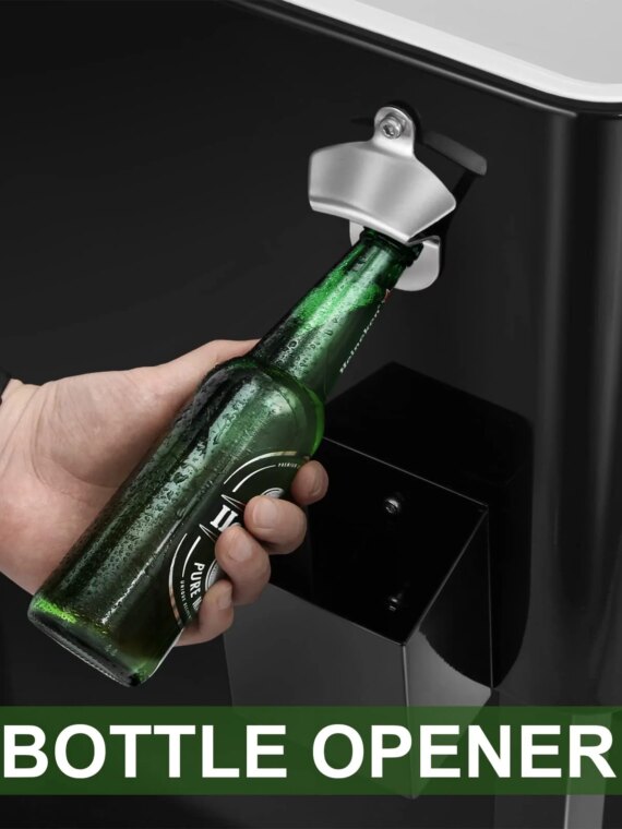 EDOSTORY 80 Quart Rolling Ice Chest Cooler Cart, Black - Large Capacity, Temperature Control, Outdoor Use