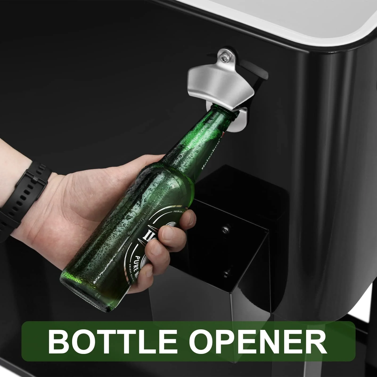 EDOSTORY 80 Quart Rolling Ice Chest Cooler Cart, Black - Large Capacity, Temperature Control, Outdoor Use