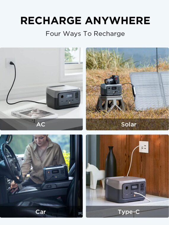 EF EcoFlow RIVER 2 256Wh Portable Power Station with Fast Solar Charging & 600W Output