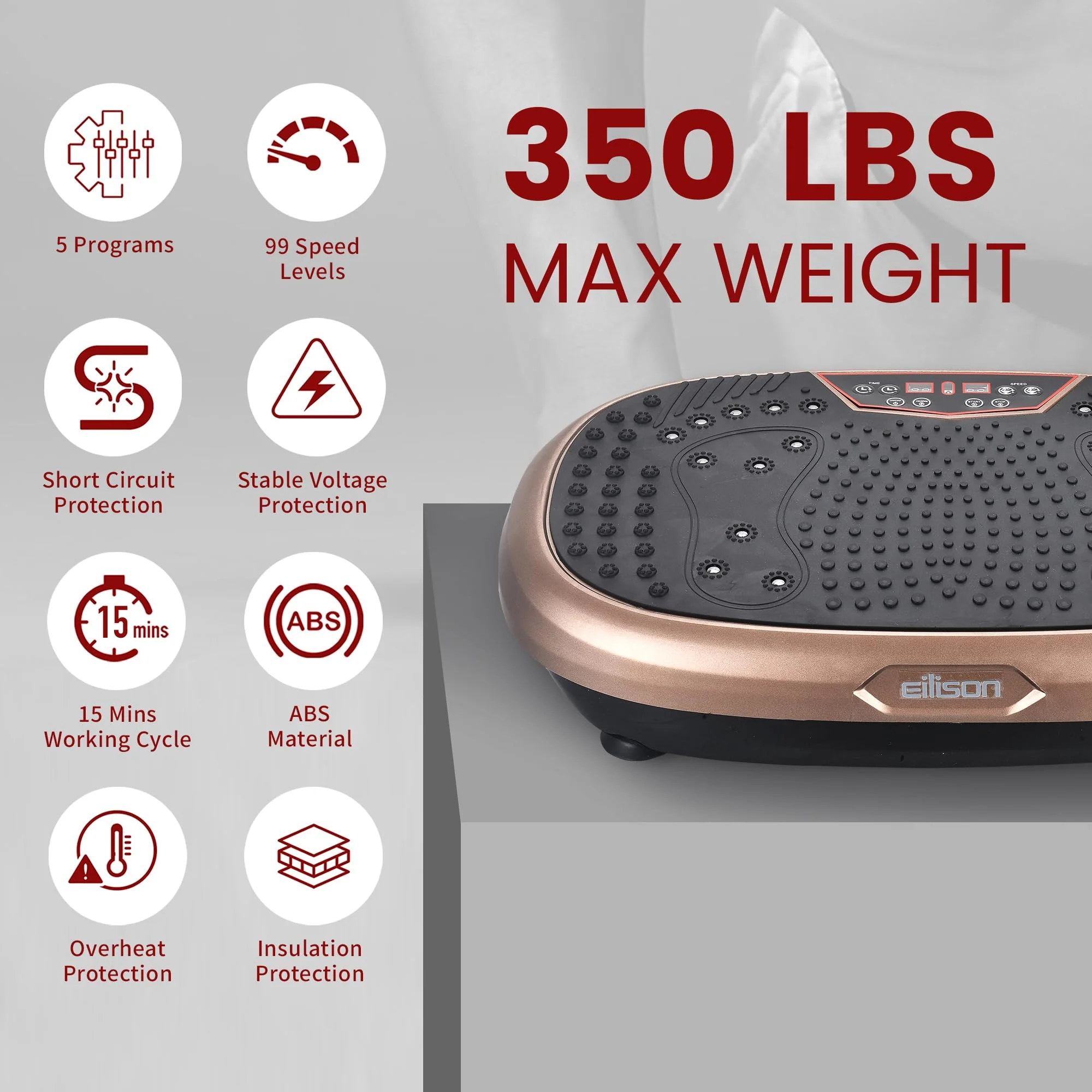EILISON FitMax 3D XL Vibration Plate - Acupressure Surface, Full Body Workout, Pain Relief, Lifetime Warranty